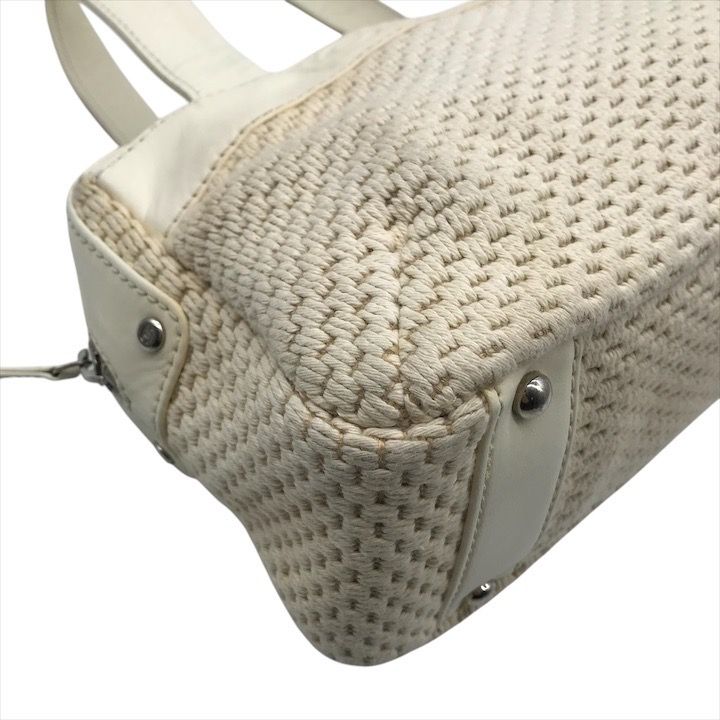 Chanel Lambskin Leather Knit Hand Ivory Shoulder Bag