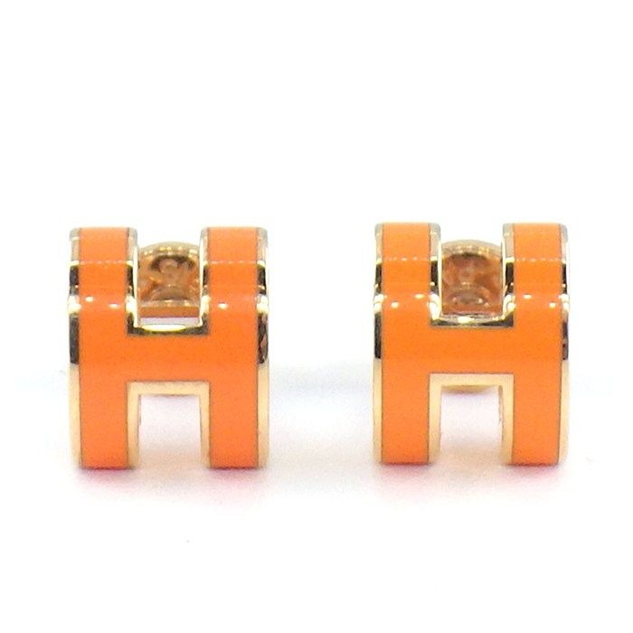 Hermes Earrings Pop Mini Pink Orange Graffiti Lacquer