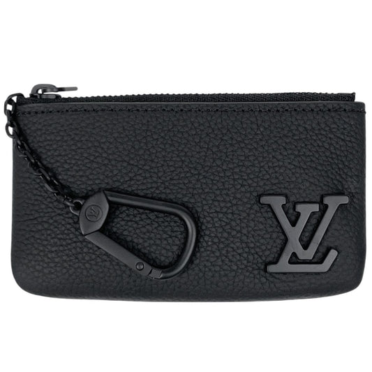 Louis Vuitton Pochette Cles LV Aerogram Key Case Coin Leather Noir Black
