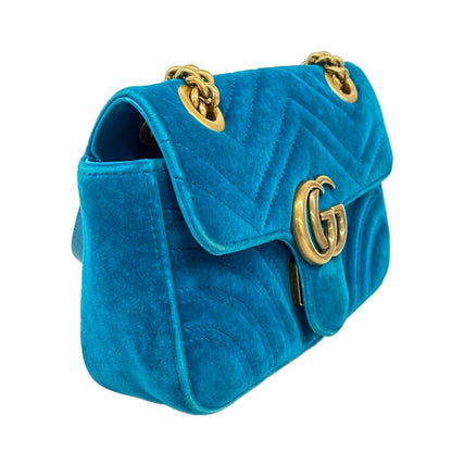 Gucci Shoulder Bag GG Marmont Velour Emerald Green Gold — view 2