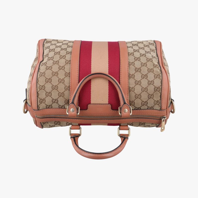 Guccisherry Line Beige And Red And Orange Canvas And Leather 247205 Unknown