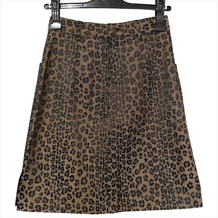 Fendi Leopard Pattern 40 Trapezoid Mini Skirt Brown