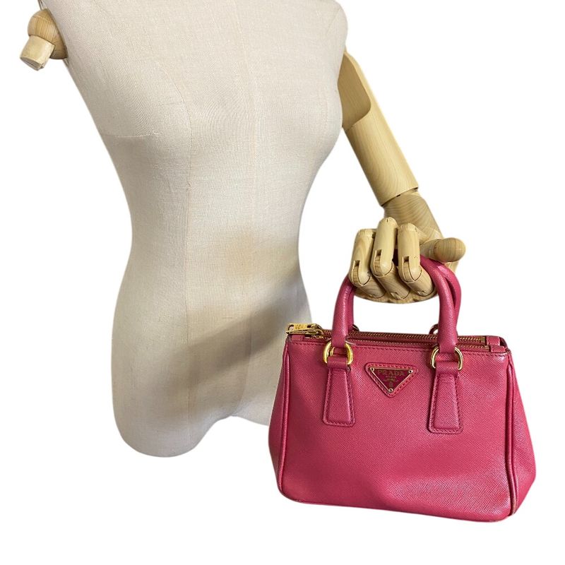 Prada Galleria Mini Handbag Bag Cabasn Brand Pink Ladies