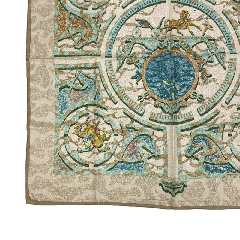 Hermes Carre 90 100% Silk Scarf Peintre DU Cheval Painter Of Horses Blawan