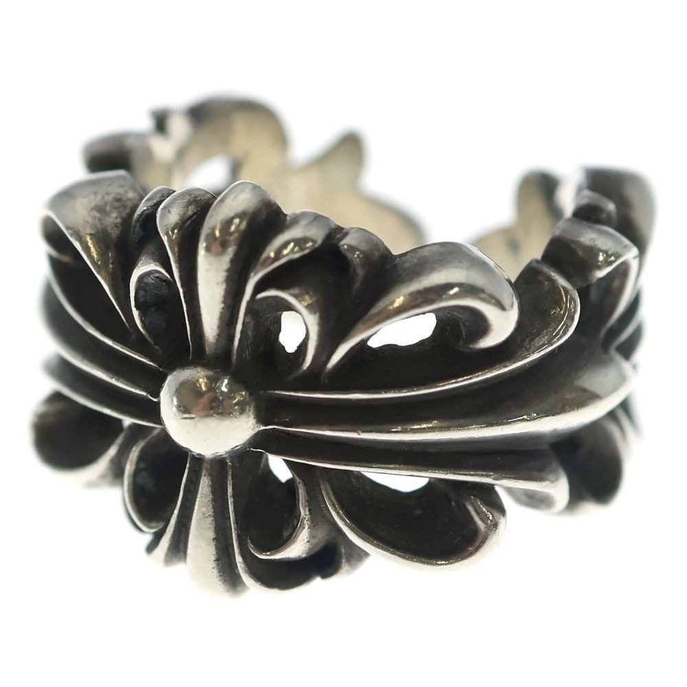 Chrome Hearts Dbl Flrl Crs Double Floral Cross Ring Silver
