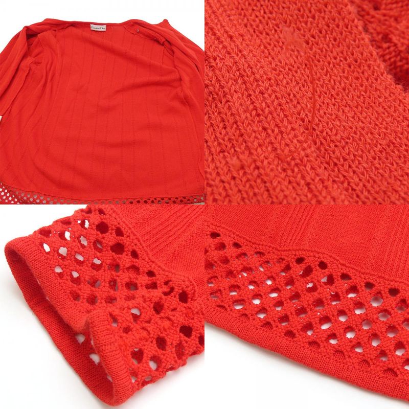Christian Dior Cardigan M Cotton Rayon Red Knit Apparel Women Christian Dior