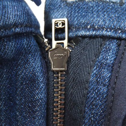 CHANEL P58731v44707 100% Cotton Short Denim Pants With Coco Mark Button Indigo