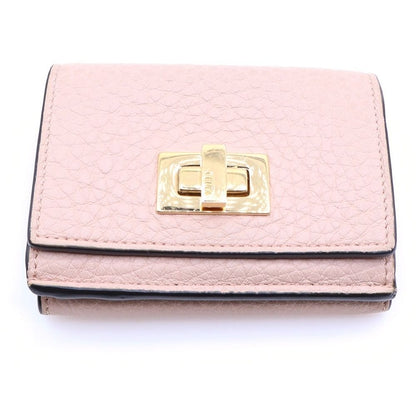 Fendi Peekaboo Selleria Trifold Wallet Pink Leather