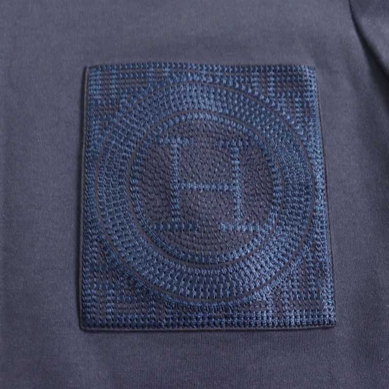 Hermes 23SS 3e4509dl 100% Cotton H Logo Embroidered Crew Neck Short Sleeves