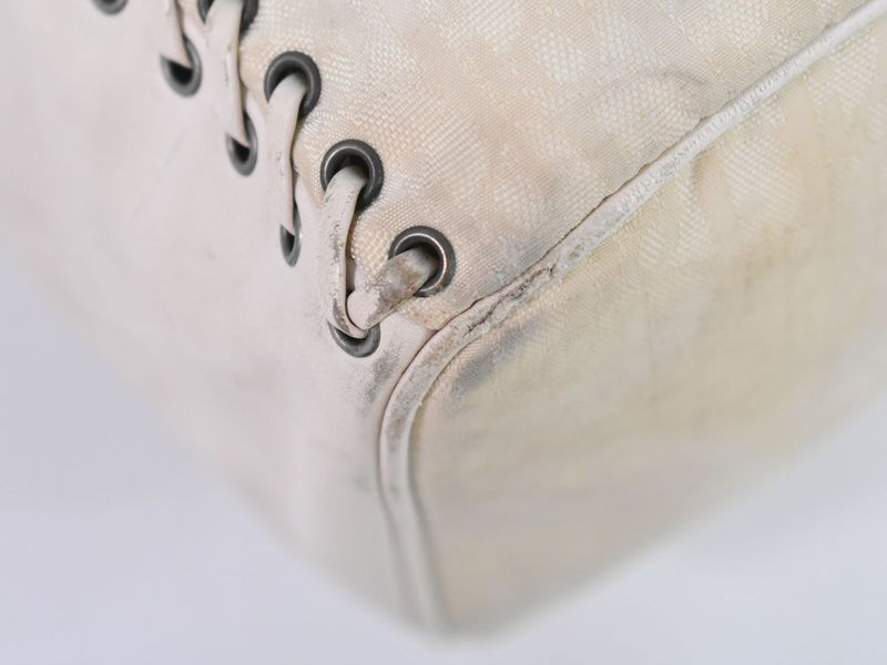 Authentic Christian DIOR Trotter Shoulder Bag Canvas Leather Ivory Trotter Bag
