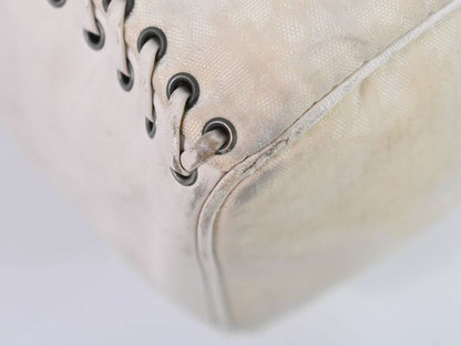 Authentic Christian DIOR Trotter Shoulder Bag Canvas Leather Ivory Trotter Bag