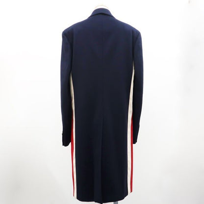 Gucci Chester Coat 546321 Cashmere 95% Wool 5% Navy Stripe Tricolor Gucci