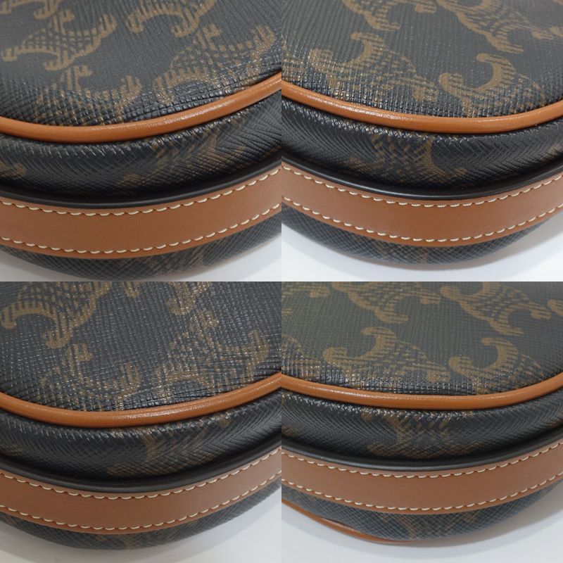 Celine Ava Mini Triomphe Handbag 10i602ds1.04lu PVC Cuffskin Tan Gold