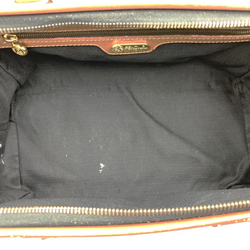 Fendi 119 259022 Pecan Pattern Canvas Mini Boston Handbag Brown Travel Vintage