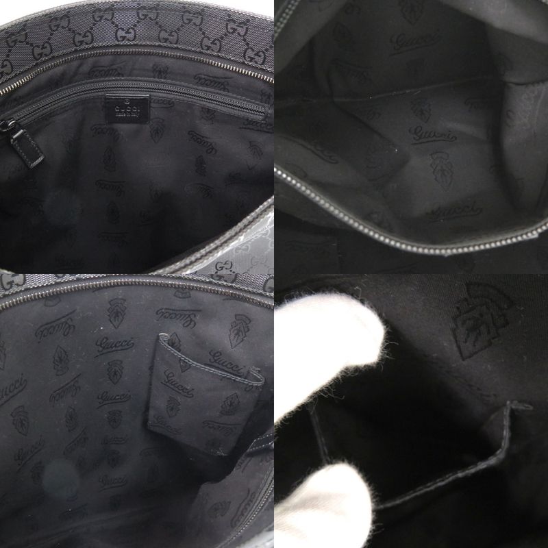 Gucci Imprime 201446 Coated Canvas Leather Black Shoulder Bag Black 1317 Gucci