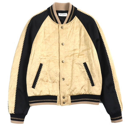 Saint Laurent Paris 643883 Teddy Cotton Bomber Jacket Stajan Gold Black 46 Made