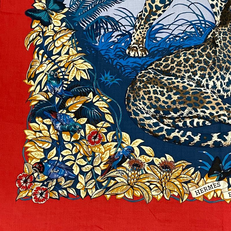 Hermes Scarf Carre 140 DIP DYE Jungle LOVE Cashmere Red