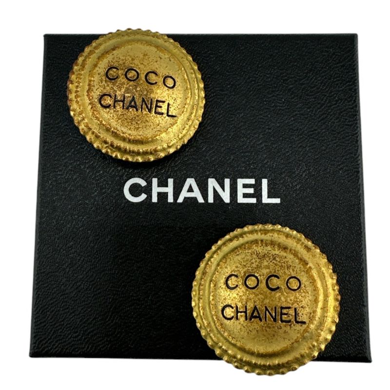 Chanel Vintage Large Earrings Circle Earrings Chanel Gold