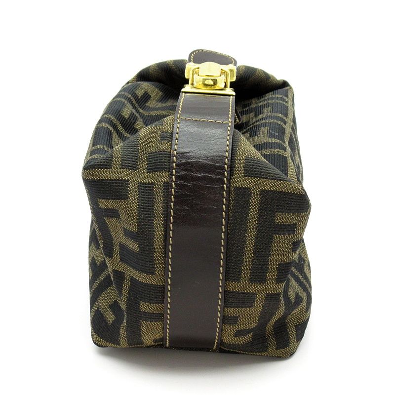 Fendi Vanity Mini Handbag 26360 Canvas Leather Ladies Handbag Brown Excellent