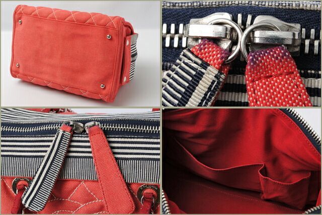 Chanel Shoulder Bag Chanel A47955 Denim Line Chain Red Navy
