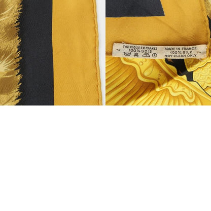 Hermes Carré 90 Casques Et Plumets Faceless Helmet Silk Scarf Horse Gold Black