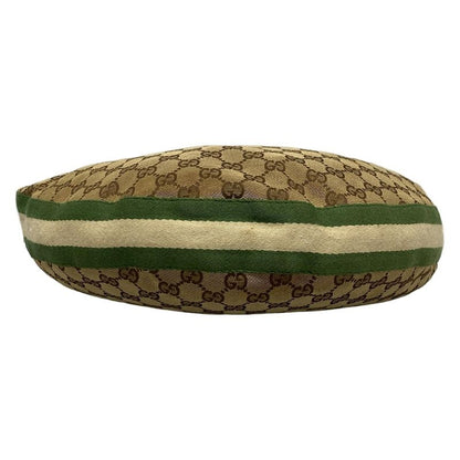 Gucci Shoulder Bag GG Patternbamboo 131036 Beige Dark Brown And Green Leather