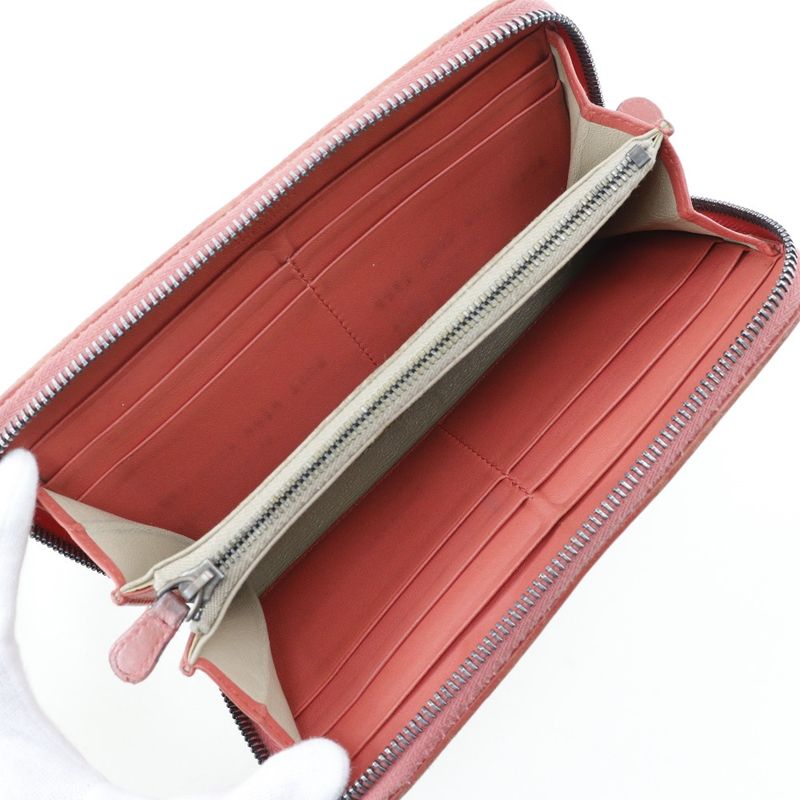 Bottega Veneta Bottega Veneta Round Zipper Intrecciato Lambskin Red/pink