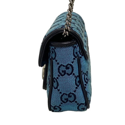 Gucci Shoulder Bag GG Marmont Quilted Leather Super Mini Bag 476433 Blue And