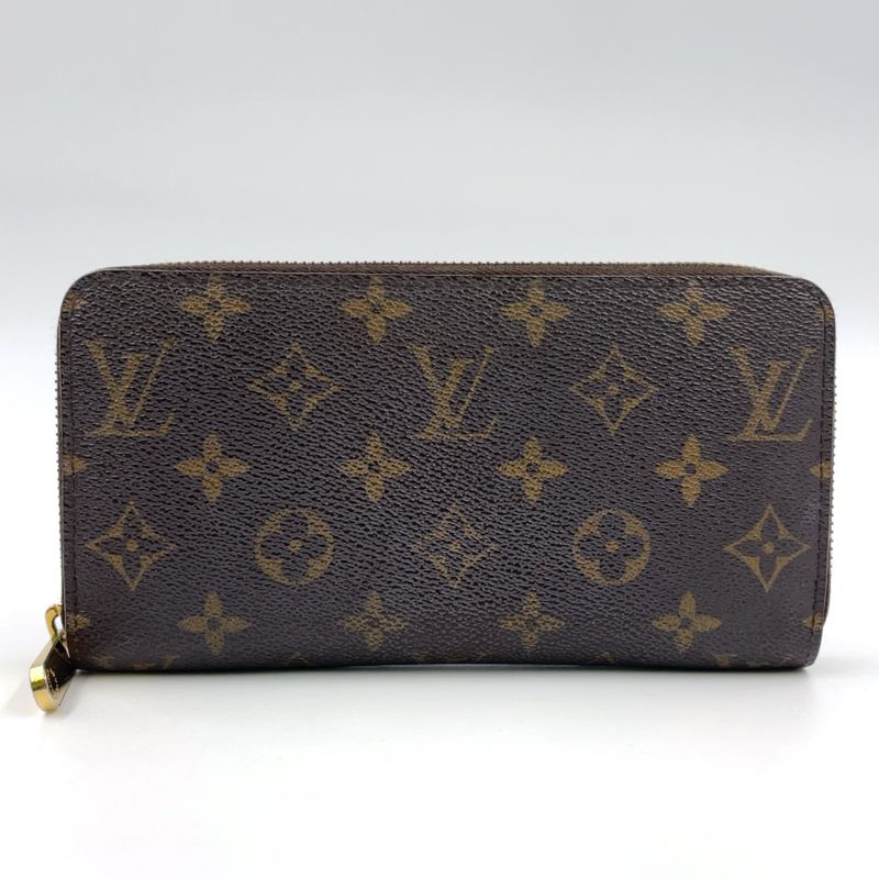Louis Vuitton Zippy Wallet Monogram PVC Brown Round Zipper Long Wallet Gold
