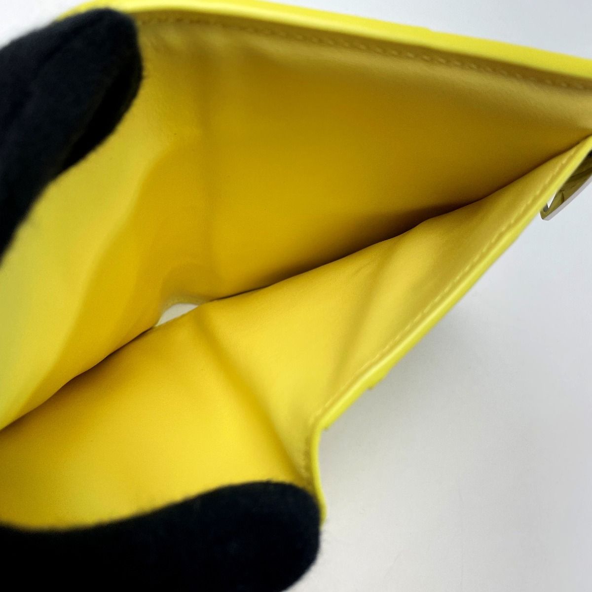 Bottega Veneta Maxi Intrecciato Yellow Bifold Wallet Leather