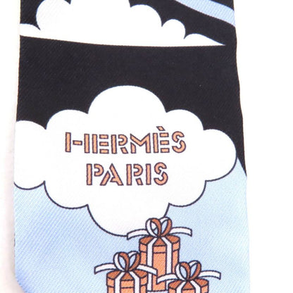 Hermes Carres Volants Flying Carré 100% Silk Noir/ciel/multicol Twilly Scarf