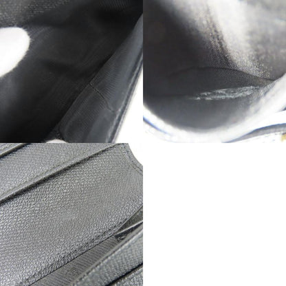 Chanel Long Wallet Coco Button Leather Black Fold Double Hook Coco Mark Ladies