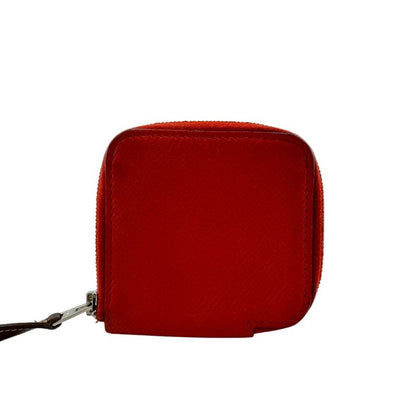 Hermes Azap Compact Silk Quinn Coin Case Wallet Branded Coin Purse Red Ladies