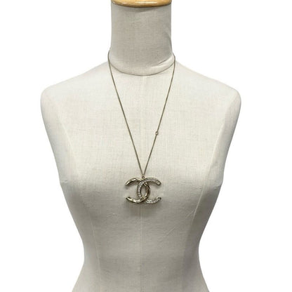 Chanel Necklace Pendant Choker Gold Coco Mark Rhinestone