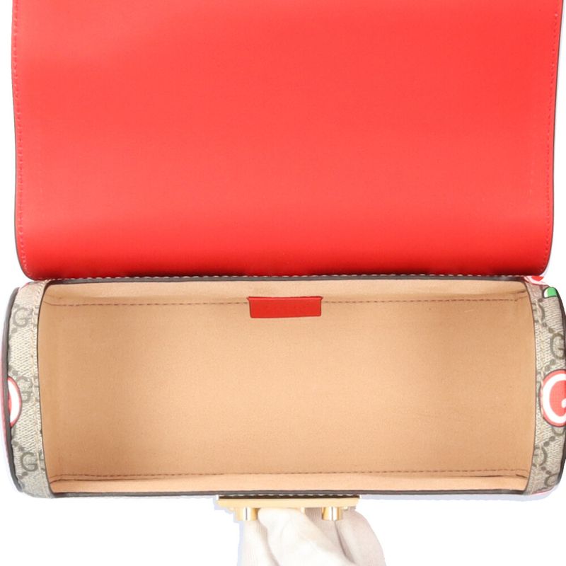 Gucci Bamboo GG Apple Shoulder Bag GG Supreme Canvas 603221 520981 Brown Ladies