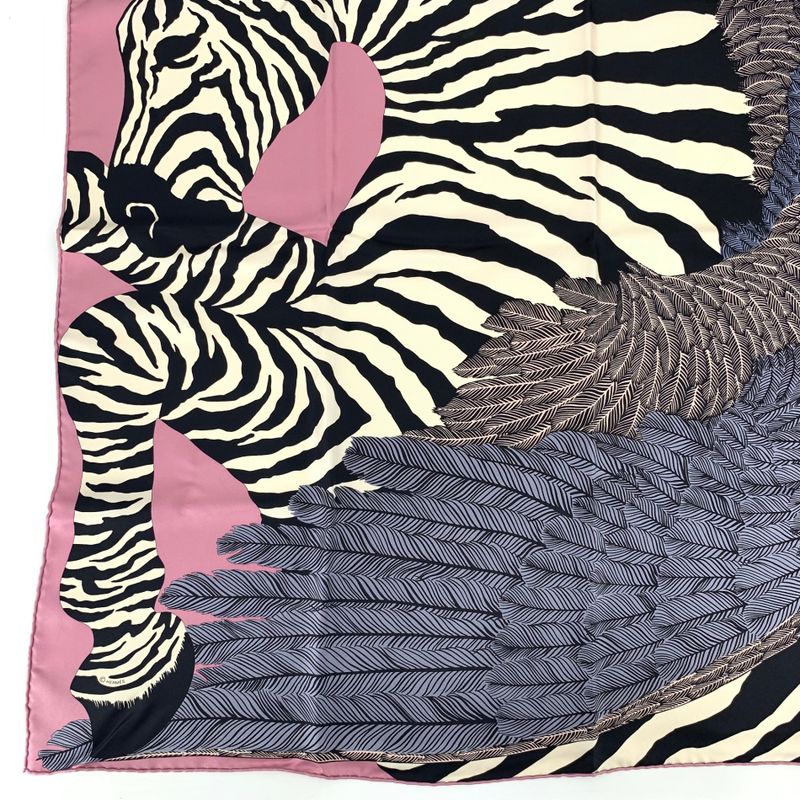 Hermes Carre 90 Zebra Pegasus Pink Scarf 100% Silk With Box
