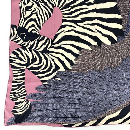 Hermes Carre 90 Zebra Pegasus Pink Scarf 100% Silk With Box