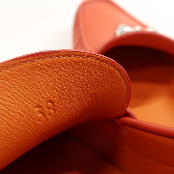 Hermes Moccasins Irving Driving Shoes #38 24.5cm (9.65in) Orange Hermes