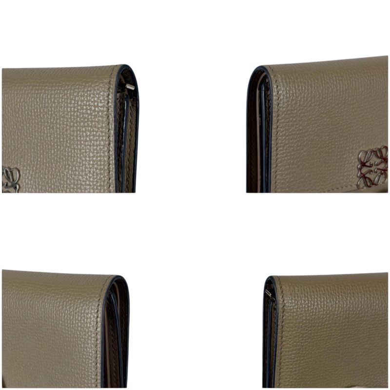 Loewe Anagram Trifold Wallet Pebble Grain Calf Sand Beige