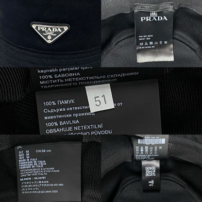 Prada Re-nylon Triangle Logo Plate Hardware Cotton Bucket Hat M Size Men's
