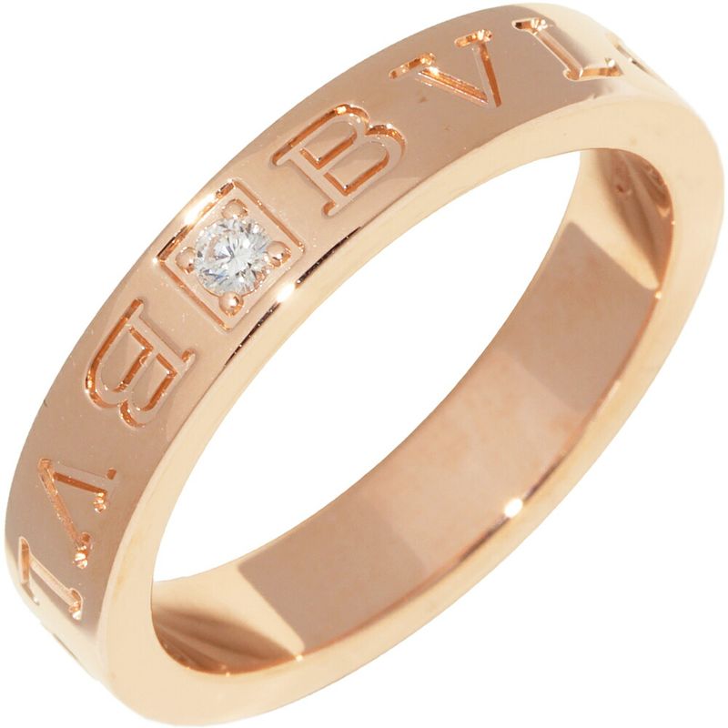Bulgari Ring 18K Pink Gold Diamond 1P Bzero1 Ring Bulgari Double Logo Ring
