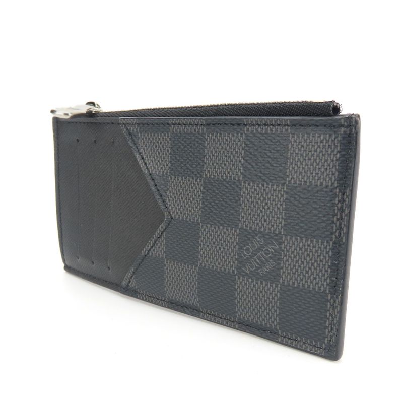 Louis Vuitton Card Case Coin Card Holder N64038 Damier Graphite Black Gray