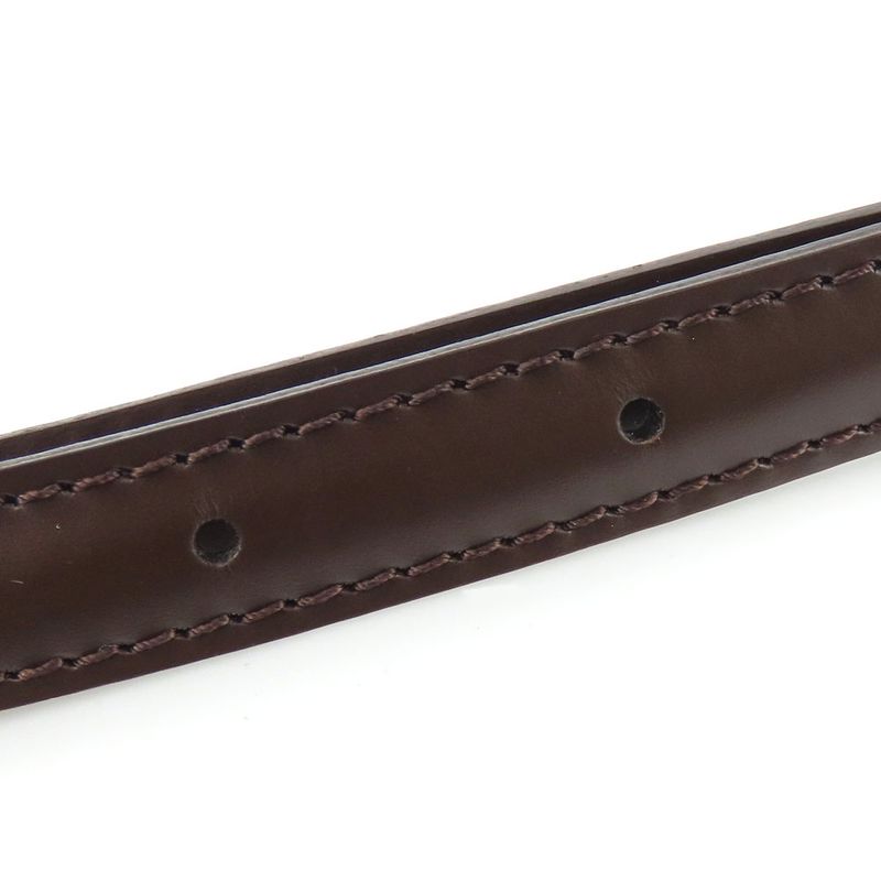 Louis Vuitton Shoulder Strap Leather Brown Adjustable Matte Silver Hardware