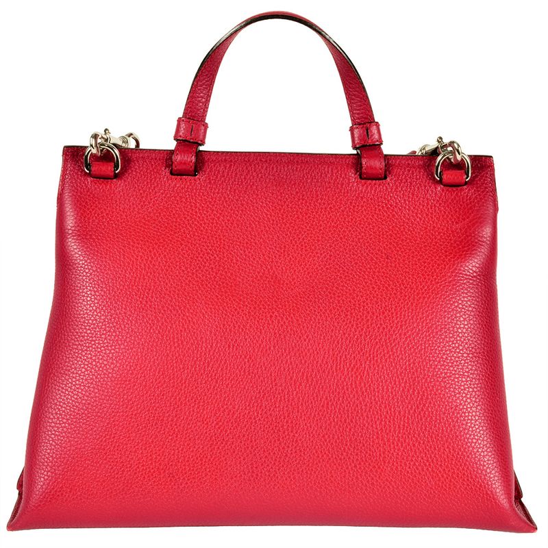 Gucci Daily Handbag 2WAY Leather Bamboo 370831 Red Silver Hardware Women