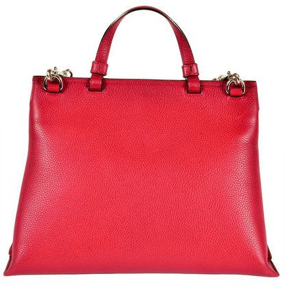 Gucci Daily Handbag 2WAY Leather Bamboo 370831 Red Silver Hardware Women