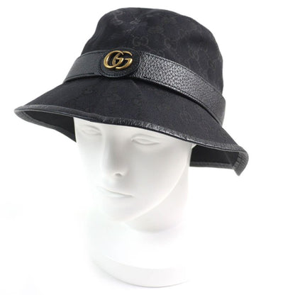 Gucci 576587 Logo Hardware GG Canvas Bucket Hat Black L 59cm (23.23in) Hat
