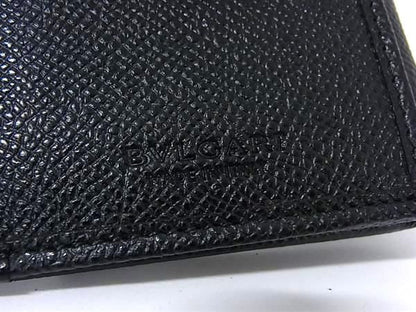 Bvlgari Leather Bifold Long Wallet Men Ladies Black Fh7541