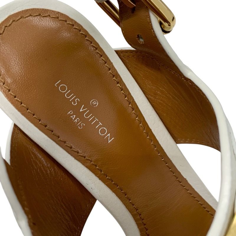 Louis Vuitton Horizon Line Sandals Shoes Leather White Gold Lvhardware Strap