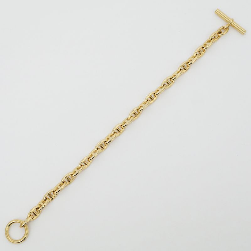 Hermes Chaine D'ancre MM Bracelet 750 YG Yellow Gold 14 Pieces 77.5g