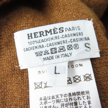 Hermes 100% Cashmere H Logo Knit Cap Knit Hat Brown L With Box Made In Italy